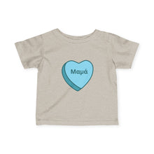 Load image into Gallery viewer, Conversation Heart Name Infant Fine Jersey Tee – Blue Heart