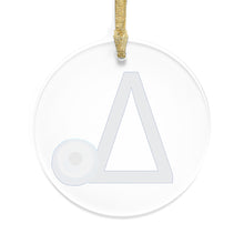 Load image into Gallery viewer, Greek Monogram Acrylic Ornament: Δ-Delta Blue Letter with Watercolor Mati Design