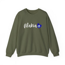 Load image into Gallery viewer, Unisex Heavy Blend™ Crewneck Sweatshirt: Filakia Mati Heart- White Font