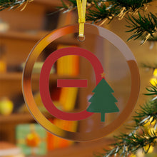 Load image into Gallery viewer, Greek Monogram Glass Ornament: Θ-Theta Red Letter With Green Christmas Tree Design