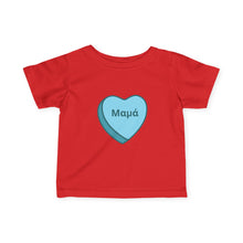 Load image into Gallery viewer, Conversation Heart Name Infant Fine Jersey Tee – Blue Heart