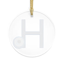 Load image into Gallery viewer, Greek Monogram Acrylic Ornament: Η-Eta Blue Letter with Watercolor Mati Design
