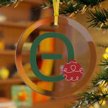 Load image into Gallery viewer, Greek Monogram Glass Ornament: Θ-Theta Green Letter With Red Ornament Design