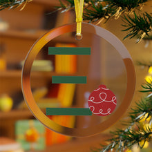 Load image into Gallery viewer, Greek Monogram Glass Ornament: Ξ-Xi Green Letter With Red Ornament Design