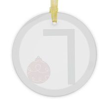 Load image into Gallery viewer, Greek Monogram Glass Ornament: Γ-Gamma Green Letter With Ornament Design