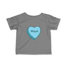 Load image into Gallery viewer, Conversation Heart Name Infant Fine Jersey Tee – Blue Heart