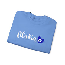 Load image into Gallery viewer, Unisex Heavy Blend™ Crewneck Sweatshirt: Filakia Mati Heart- White Font