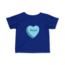 Load image into Gallery viewer, Conversation Heart Name Infant Fine Jersey Tee – Blue Heart
