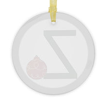Load image into Gallery viewer, Greek Monogram Glass Ornament: Z-Zeta Green Letter With Red Ornament Design