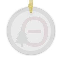 Load image into Gallery viewer, Greek Monogram Glass Ornament: Θ-Theta Red Letter With Green Christmas Tree Design
