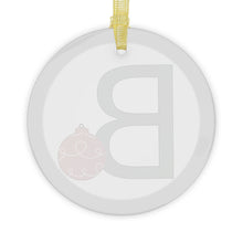 Load image into Gallery viewer, Greek Monogram Glass Ornament: B-BETA Green Letter With Ornament Design