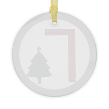 Load image into Gallery viewer, Greek Monogram Glass Ornament: Γ-Gamma Red Letter With Green Christmas Tree Design