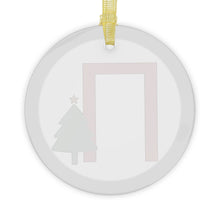 Load image into Gallery viewer, Greek Monogram Glass Ornament: Π-Pi Red Letter With Green Christmas Tree Design