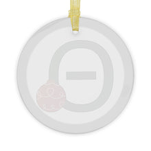 Load image into Gallery viewer, Greek Monogram Glass Ornament: Θ-Theta Green Letter With Red Ornament Design