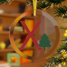 Load image into Gallery viewer, Greek Monogram Glass Ornament: Χ-Chi Red Letter With Green Christmas Tree Design