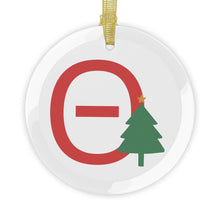 Load image into Gallery viewer, Greek Monogram Glass Ornament: Θ-Theta Red Letter With Green Christmas Tree Design