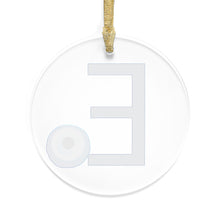 Load image into Gallery viewer, Greek Monogram Acrylic Ornament: E-Epsilon Blue Letter with Watercolor Mati Design