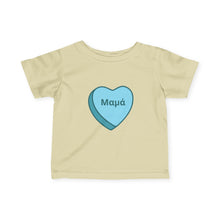 Load image into Gallery viewer, Conversation Heart Name Infant Fine Jersey Tee – Blue Heart