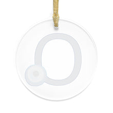 Load image into Gallery viewer, Greek Monogram Acrylic Ornament: O-Omicron Blue Letter with Watercolor Mati Design