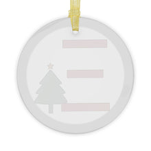 Load image into Gallery viewer, Greek Monogram Glass Ornament: Ξ-Xi Red Letter With Green Christmas Tree Design