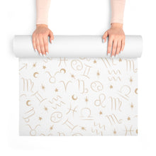 Load image into Gallery viewer, Foam Yoga Mat: Gold Zodiac-White