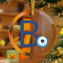 Load image into Gallery viewer, Greek Monogram Glass Ornament: B-Beta Blue Letter With Mati Design