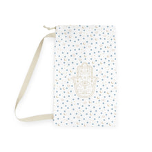 Load image into Gallery viewer, Laundry Bag: Gold Hamsa with Watercolor Mati Pattern