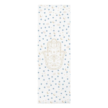 Load image into Gallery viewer, Foam Yoga Mat: Gold Hamsa with Watercolor Mati Print