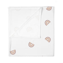 Load image into Gallery viewer, Baby Swaddle Blanket: Boho Rainbow-White
