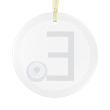 Load image into Gallery viewer, Greek Monogram Glass Ornament: Ε-Epsilon Blue Letter With Mati Design
