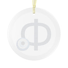 Load image into Gallery viewer, Greek Monogram Glass Ornament: Φ-Phi Blue Letter With Mati Design