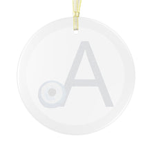 Load image into Gallery viewer, Greek Monogram Glass Ornament: A-Alpha Blue Letter With Mati Design