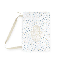 Load image into Gallery viewer, Laundry Bag: Gold Hamsa with Watercolor Mati Pattern