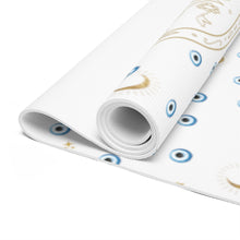 Load image into Gallery viewer, Foam Yoga Mat: Gold Hamsa with Watercolor Mati Print
