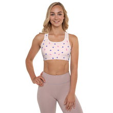 Load image into Gallery viewer, Sports Bra: Mati Heart with Breast Cancer Ribbon-Light Pink