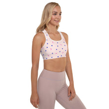 Load image into Gallery viewer, Sports Bra: Mati Heart with Breast Cancer Ribbon-Light Pink