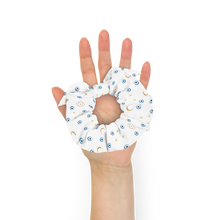 Load image into Gallery viewer, Scrunchie: Mini Watercolor Mati with Gold Eye and Gold Moon Pattern