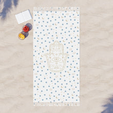 Load image into Gallery viewer, Beach Cloth: Gold Hamsa with Watercolor Mati