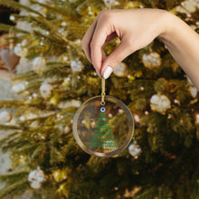 Load image into Gallery viewer, Greek Christmas Tree with Mati Topper- Glass Ornament