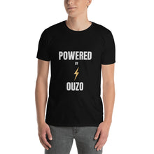 Load image into Gallery viewer, Short-Sleeve Unisex T-Shirt: Powered by Ouzo-White