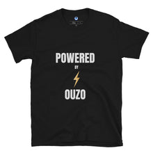 Load image into Gallery viewer, Short-Sleeve Unisex T-Shirt: Powered by Ouzo-White