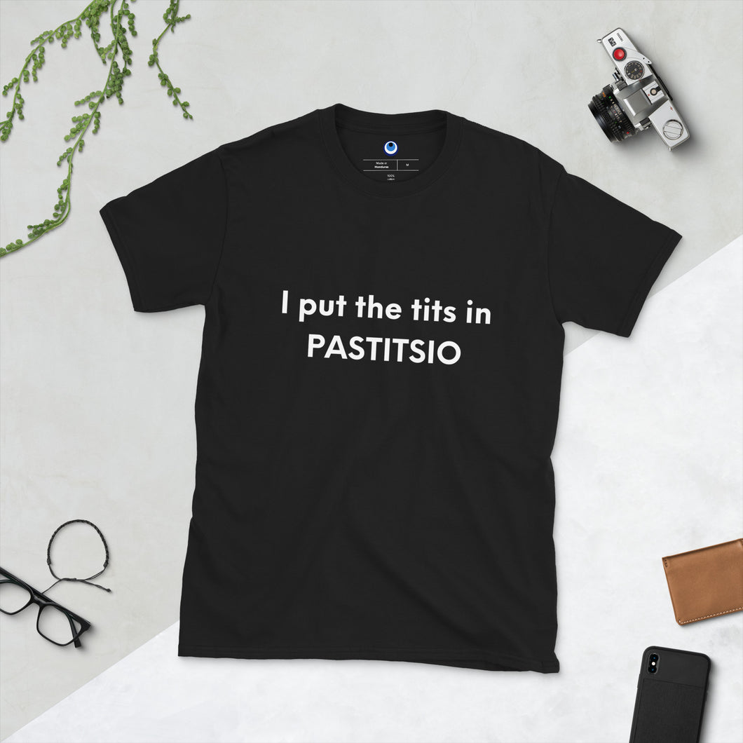 Short-Sleeve Unisex T-Shirt: PASTITSIO-White
