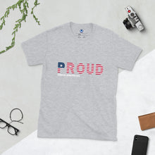 Load image into Gallery viewer, Short-Sleeve Unisex T-Shirt: PROUD Greek American-White
