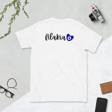 Load image into Gallery viewer, Short-Sleeve Unisex T-Shirt: Koukles Podcast Logo with Filakia on Back
