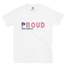 Load image into Gallery viewer, Short-Sleeve Unisex T-Shirt: PROUD Greek American-Navy
