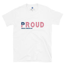 Load image into Gallery viewer, Short-Sleeve Unisex T-Shirt: PROUD Greek American-Navy