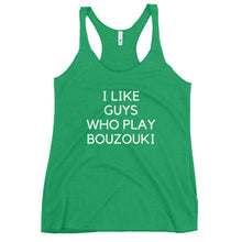 Load image into Gallery viewer, Women's Racerback Tank: Bouzouki Love-White