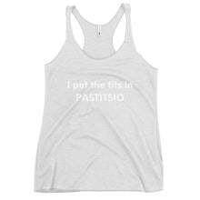 Load image into Gallery viewer, Women's Racerback Tank: PASTITSIO-White
