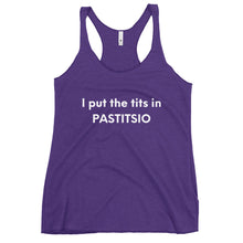Load image into Gallery viewer, Women's Racerback Tank: PASTITSIO-White