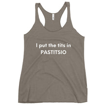 Load image into Gallery viewer, Women's Racerback Tank: PASTITSIO-White